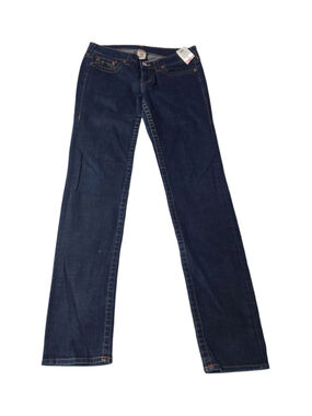 Women's True Religion Jeans Size 12 Dark Blue Orange Stitching